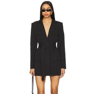 Lioness Steinway Black Belted Blazer Dress